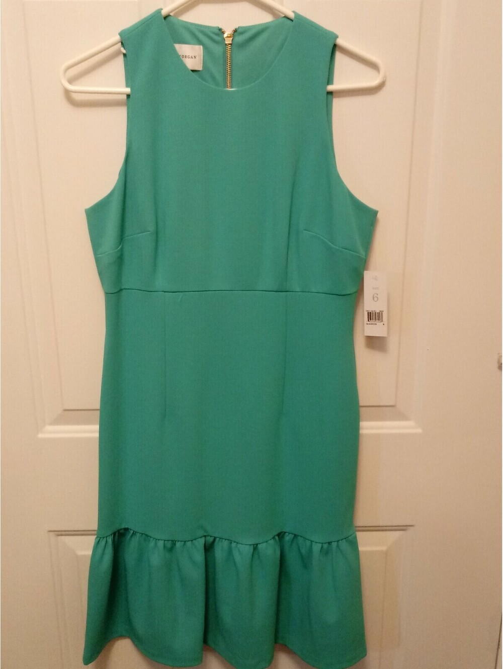 NWT Donna Morgan Crepe Dress Ruffle Hem Size 6 Sea Green